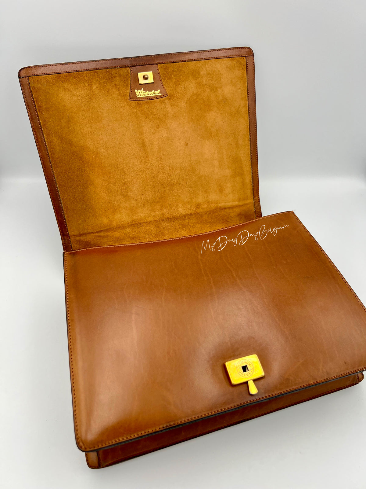 Delvaux vintage top handle brown box calf 1959