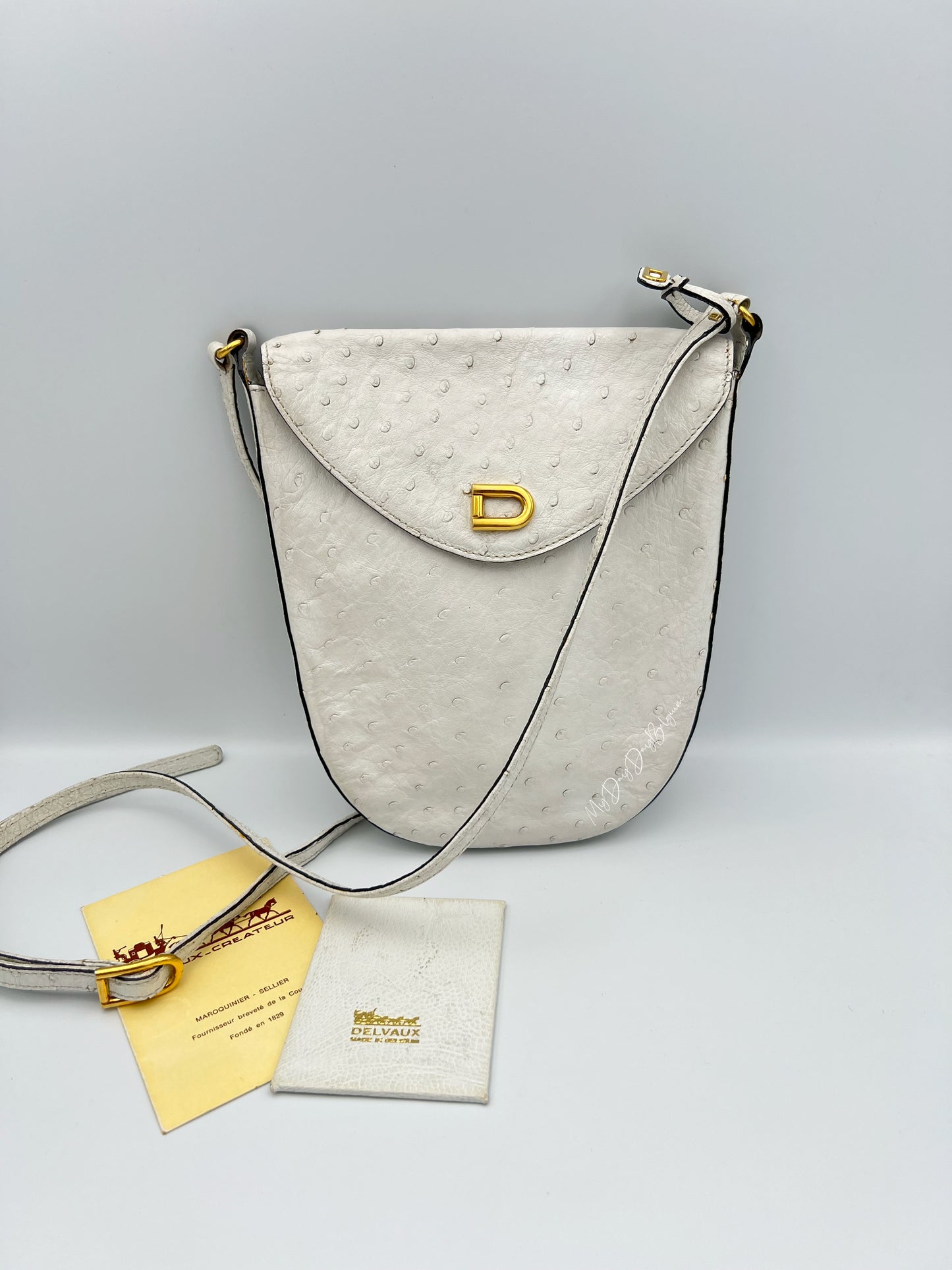 Vintage Delvaux ostrich crossbody 1980’s