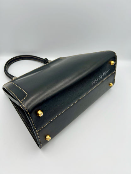 Vintage Delvaux Classico black surpiqué top handle 1999