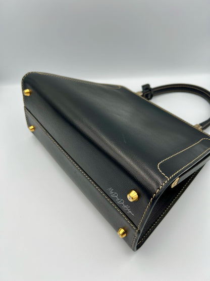 Vintage Delvaux Classico black surpiqué top handle 1999