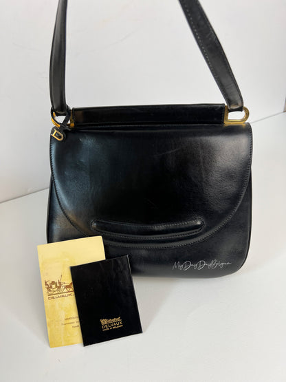 Delvaux Vintage Crossbody / Shoulder Bag Black 1980
