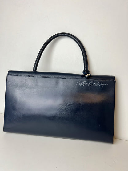 Delvaux Vintage Top Handle Navy Blue 1958