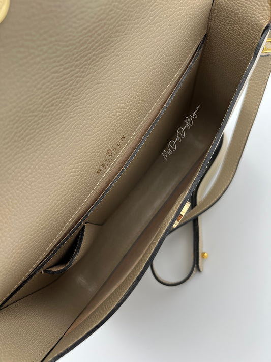 Delvaux vintage crossbody in jumping leather taupe colour 1980s