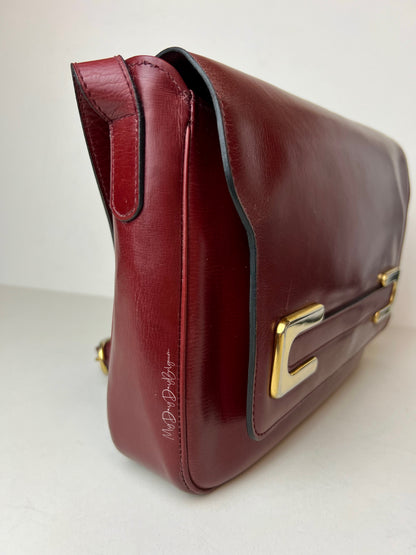 Delvaux Vintage Crossbody / Shoulder Bag Burgundy Red 1980's