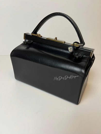 Delvaux Vintage "Doctor Bag" Top Handle Black 1962
