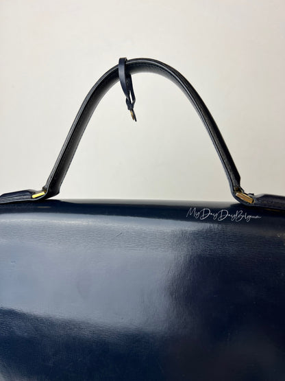 Delvaux Tempête MM Top Handle Navy Blue 1970's