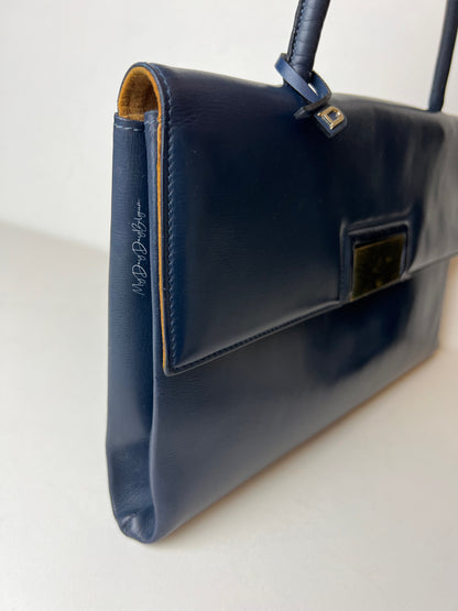 Delvaux Vintage Top Handle Navy Blue 1958
