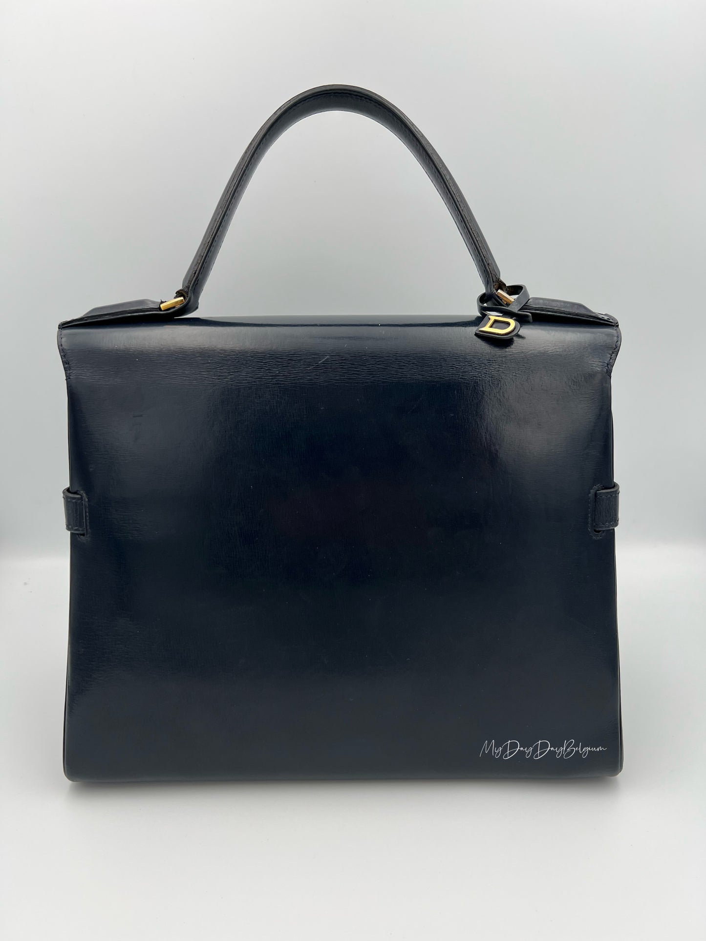 Delvaux Tempête MM Top Handle Navy Blue 1980's