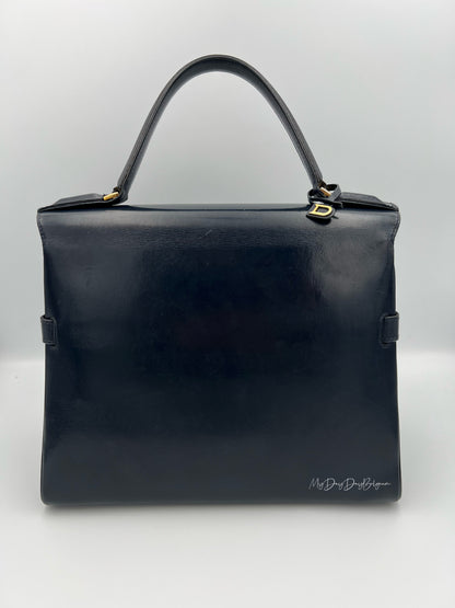 Delvaux Tempête MM Top Handle Navy Blue 1980's