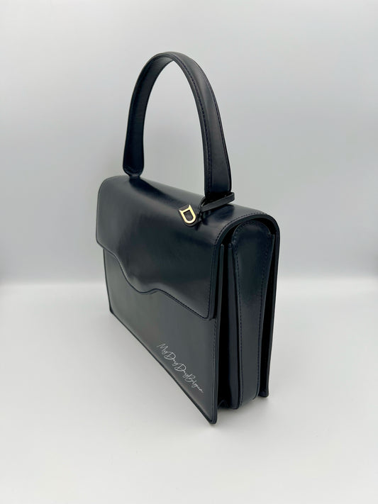 Vintage Delvaux top handle box calf 1967 navy