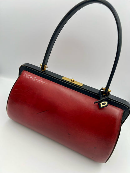 Vintage Delvaux top handle burgundy doctor bag 1962