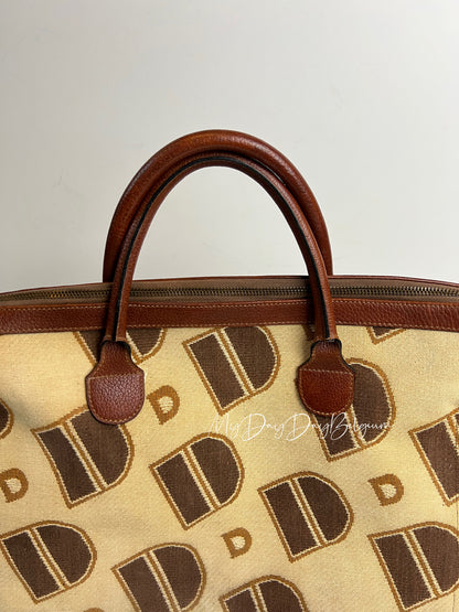Delvaux Vintage Top Handle Travel Bag Brown / Beige 1973