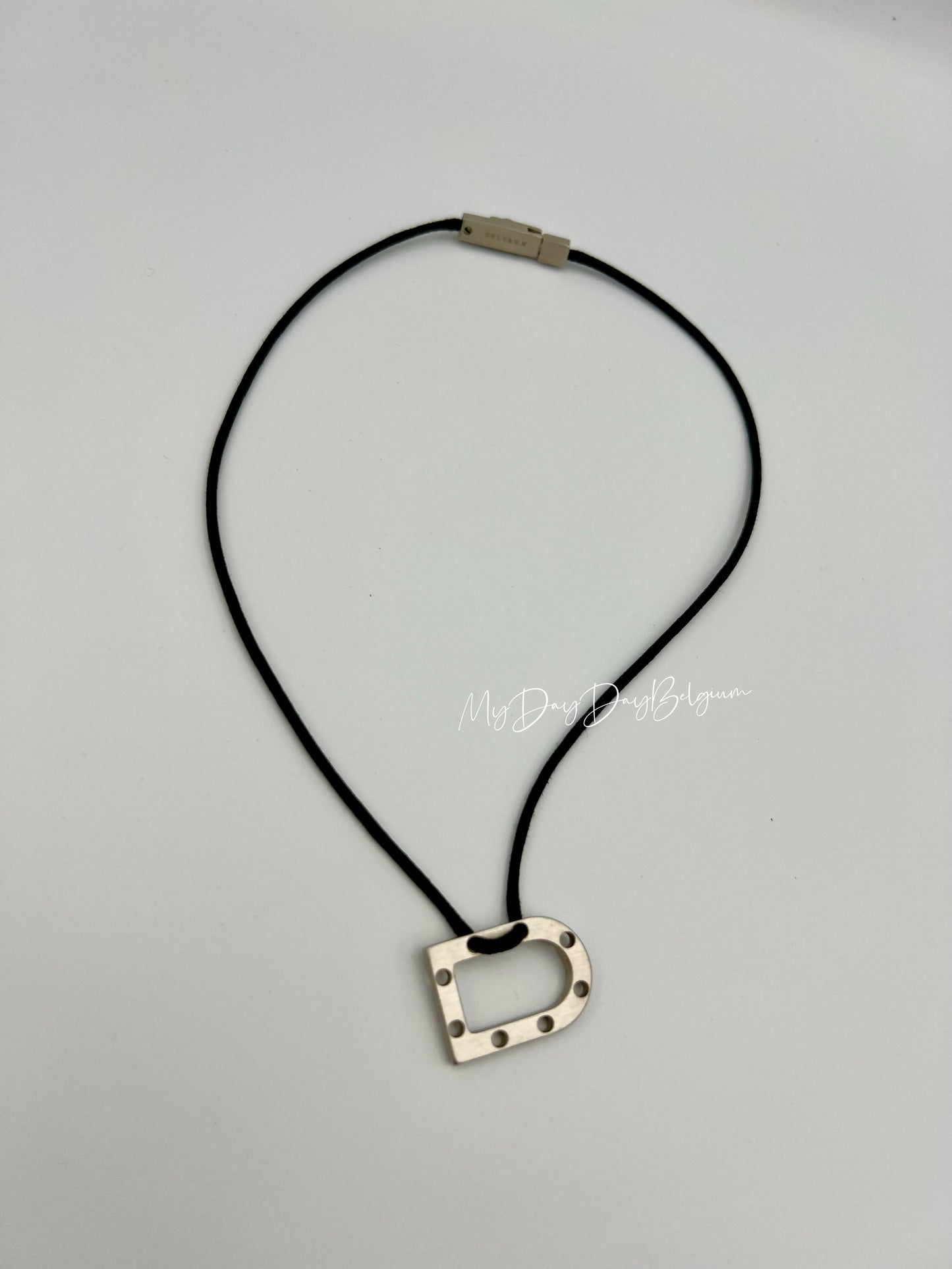 Delvaux  "D" leather necklace - early 2000s
