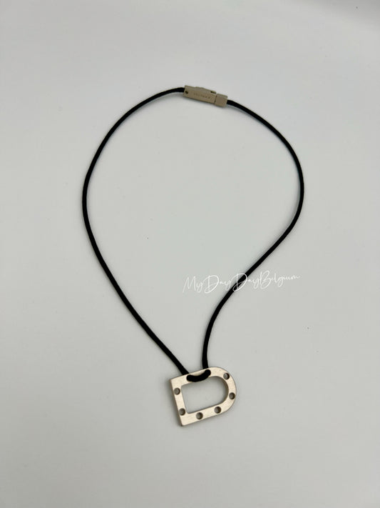 Delvaux  "D" leather necklace - early 2000s