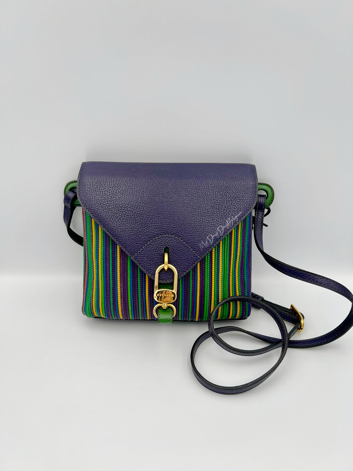 Delvaux Grêlon vintage Crossbody / Shoulder Bag from 1999 in green toile de cuir leather