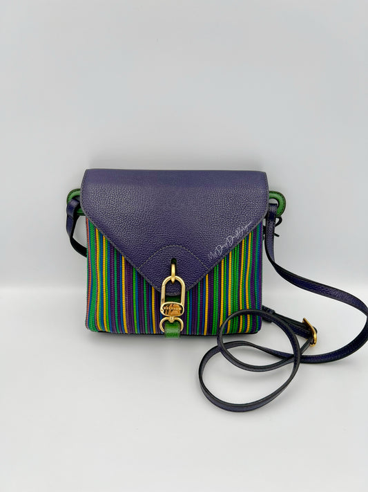 Delvaux Grêlon vintage Crossbody / Shoulder Bag from 1999 in green toile de cuir leather