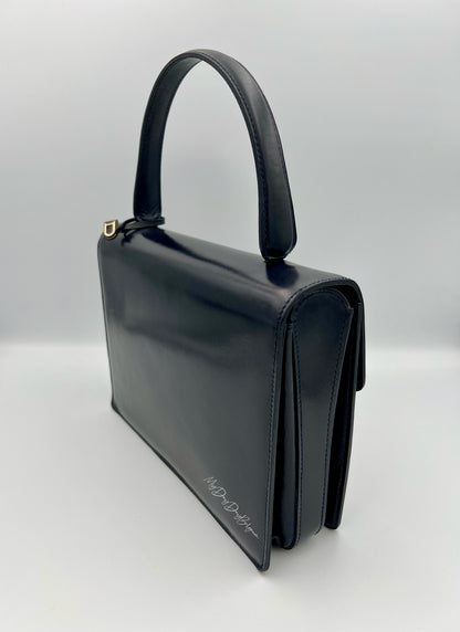 Vintage Delvaux top handle box calf 1967 navy