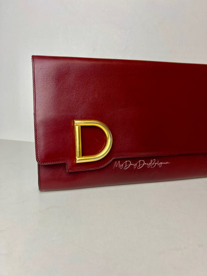 Delvaux Vintage Pochette Burgundy Red 1970's
