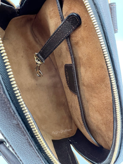 Delvaux Parole top handle bag in brown toile de cuir 1990's