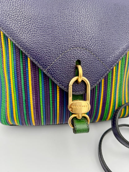 Delvaux Grêlon vintage Crossbody / Shoulder Bag from 1999 in green toile de cuir leather