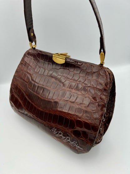 Vintage Delvaux exotic top handle 1954