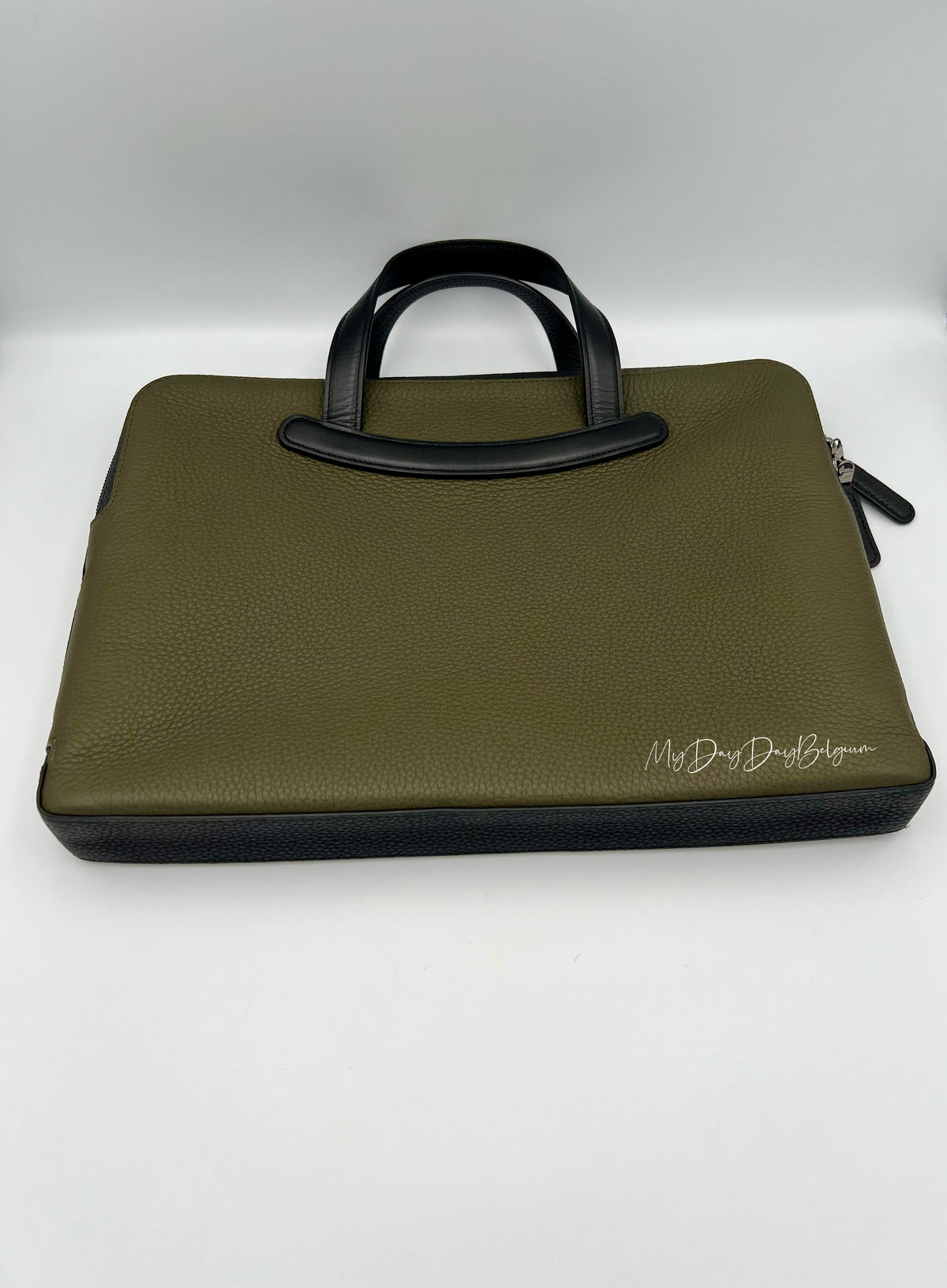 Delvaux bowler porte document - khaki black taurillon leather 2019
