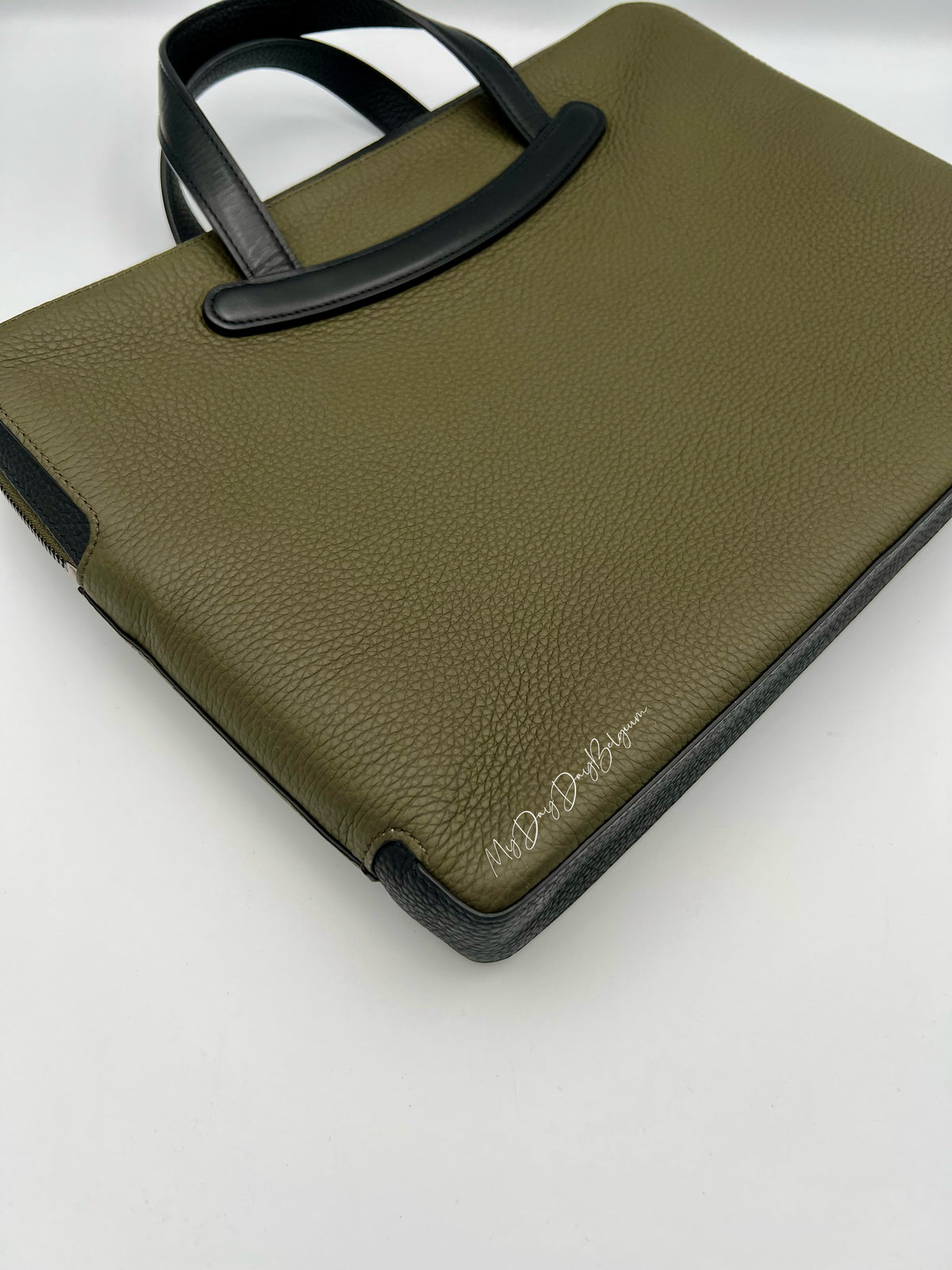Delvaux bowler porte document - khaki black taurillon leather 2019