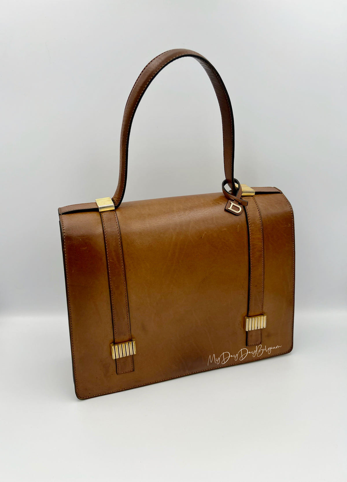 Delvaux vintage top handle brown box calf 1959