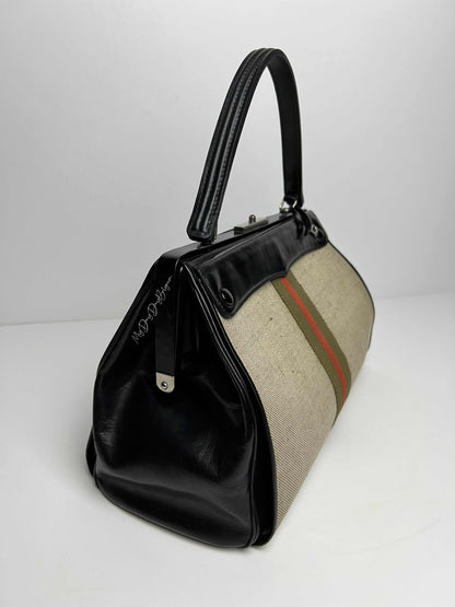 Delvaux Vintage Top Handle Black / White 1961