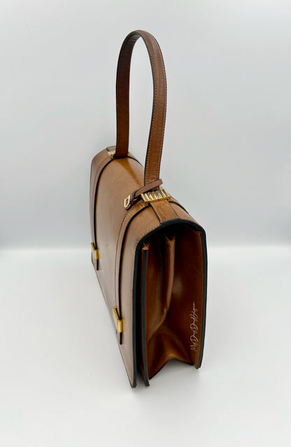 Delvaux vintage top handle brown box calf 1959