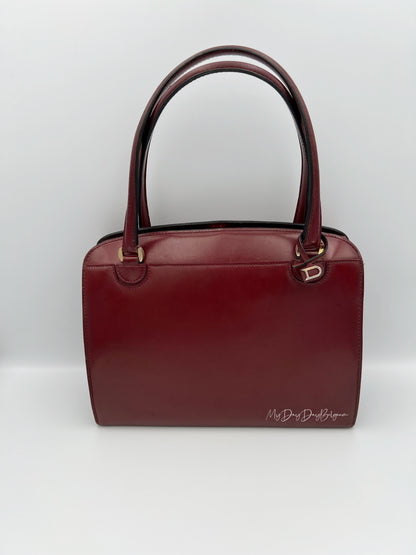 Delvaux Vintage Top Handle Bag burgundy box calf 1967