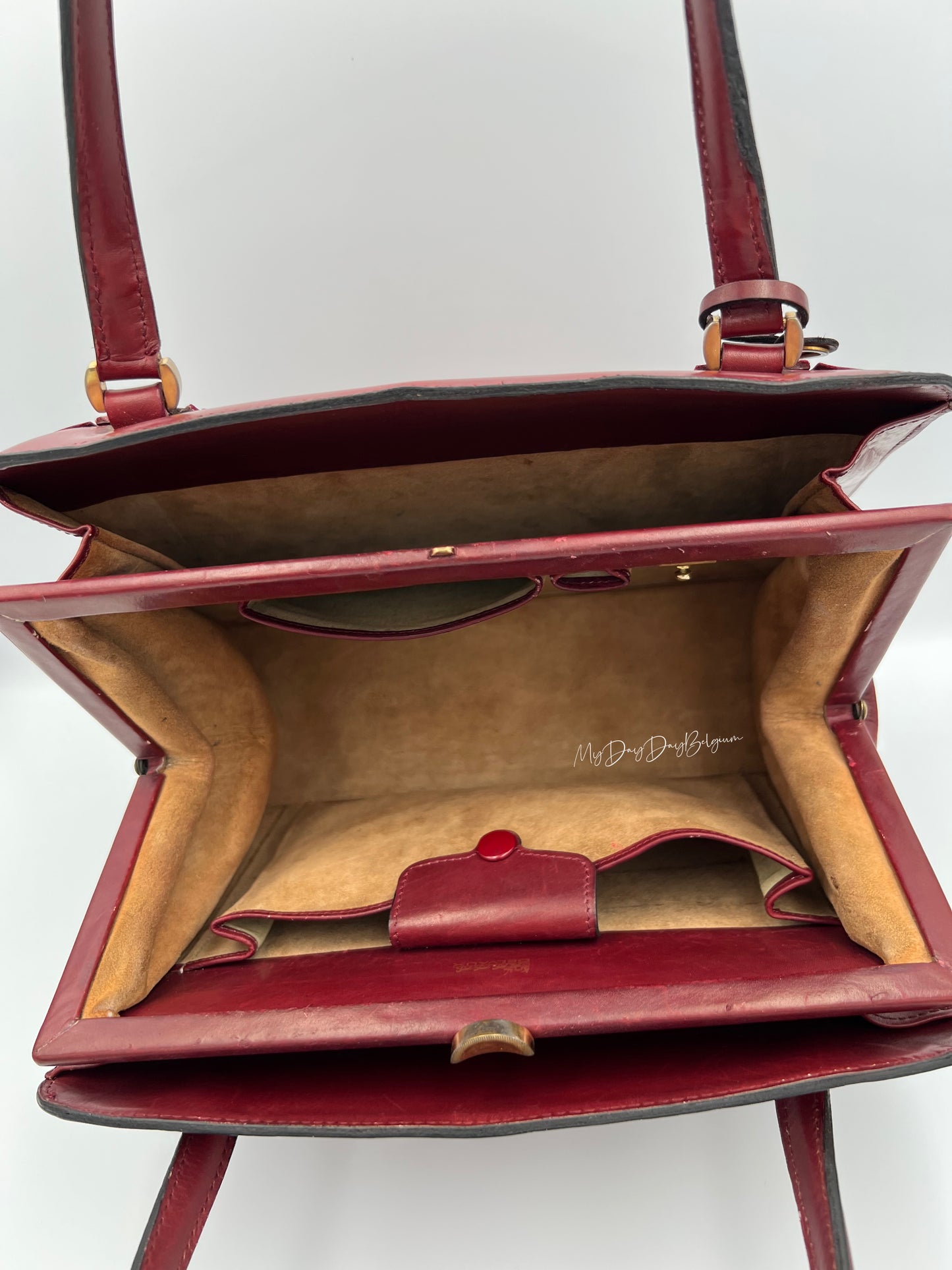 Delvaux Vintage Top Handle Bag burgundy box calf 1967
