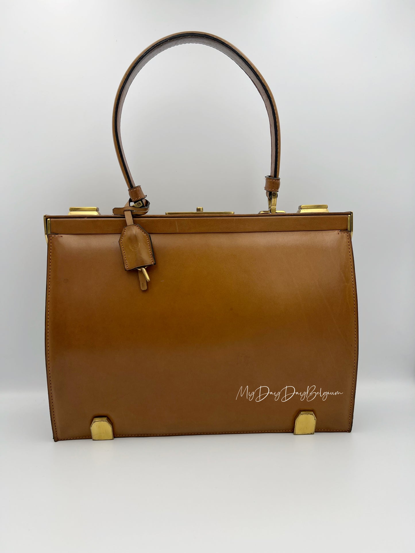 Vintage Delvaux Mon Grand Bonheur 1959 cognac brown box calf