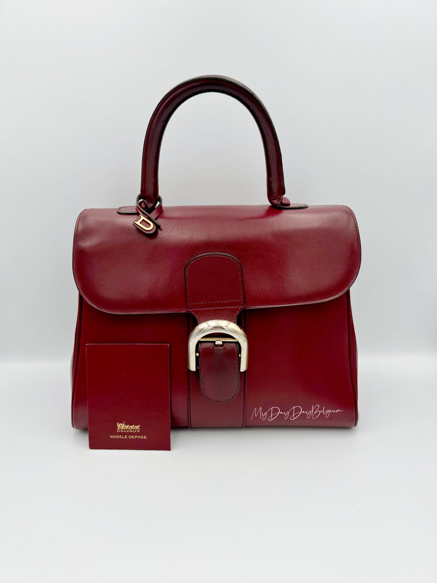 Vintage Delvaux Brillant 1970s box calf leather Bordeaux