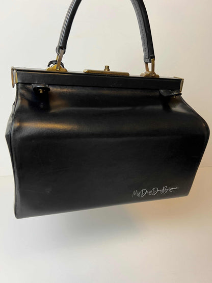 Delvaux Vintage "Doctor Bag" Top Handle Black 1962