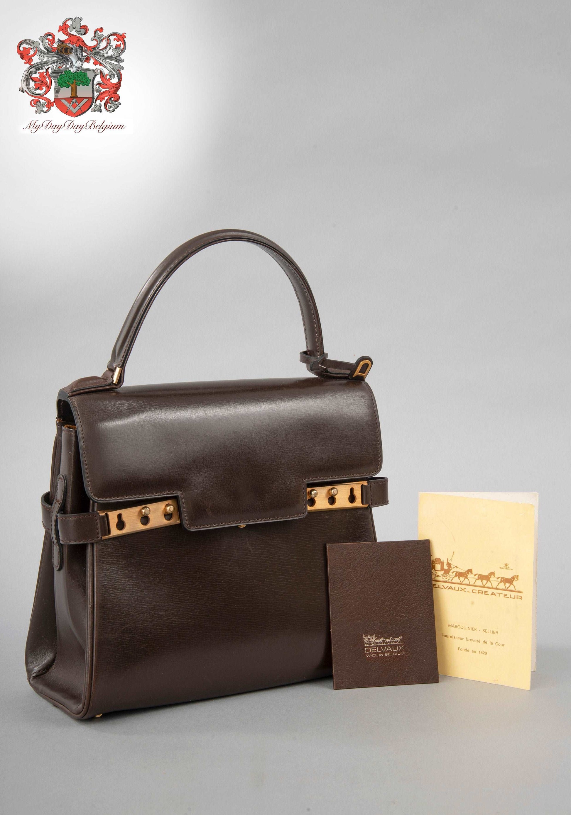 Delvaux Black Leather Tempete PM Top Handle Bag Delvaux