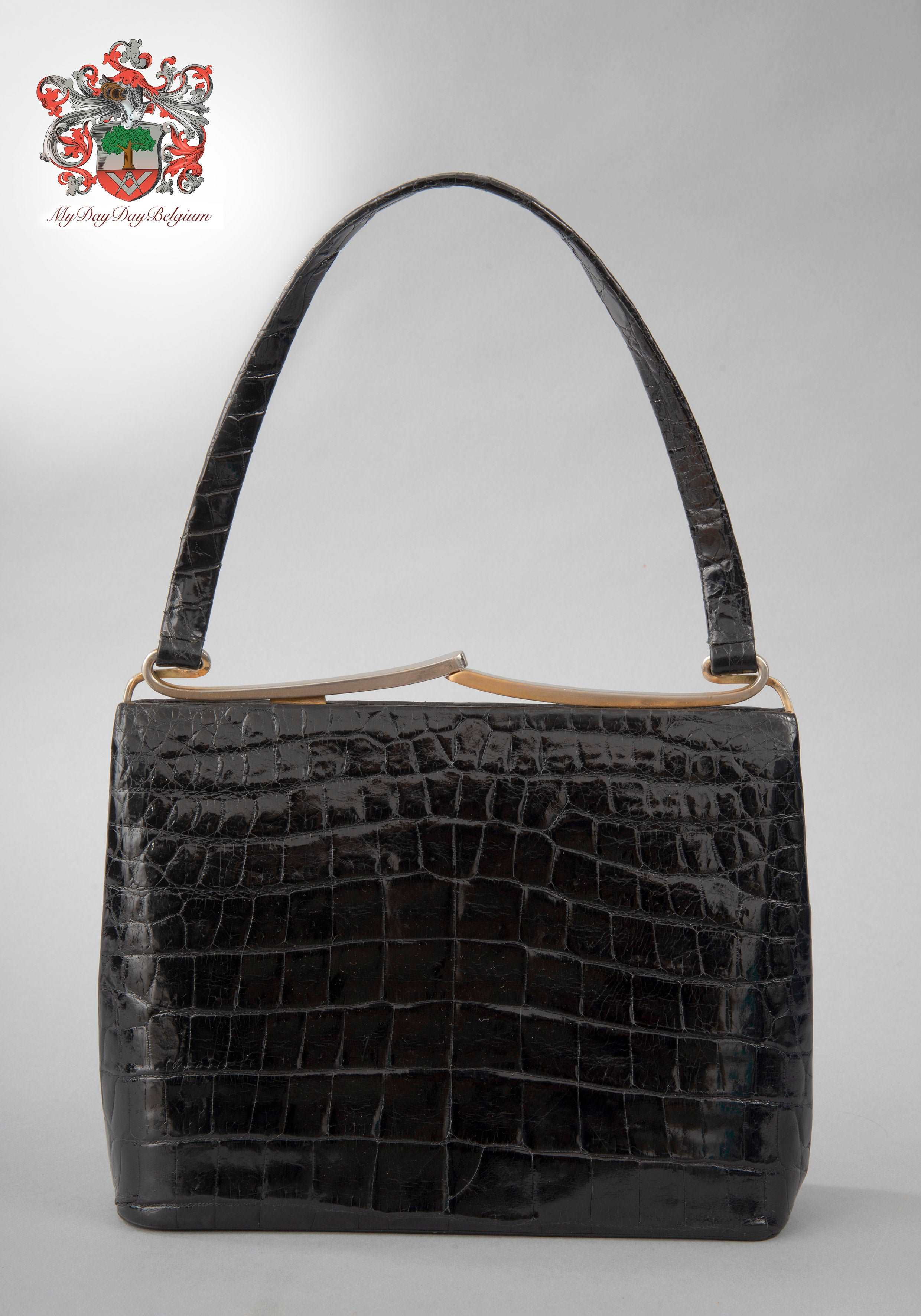 glossy brown crocodile handbag vintage 1940s Saks Fifth Avenue French –  Retro Trend Vintage