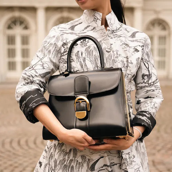 Delvaux Vintage Brillant Black Box Calf Leathe Top Handle