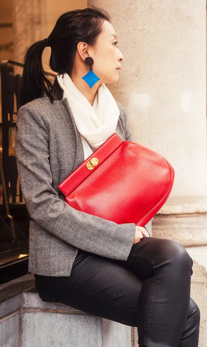 Delvaux Vintage Leather Pochette Red Clutch Bag 1996
