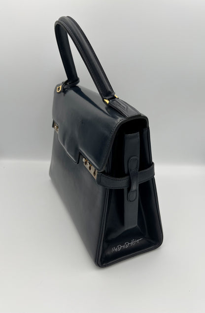 Delvaux Tempête MM Top Handle Navy Blue 1980's