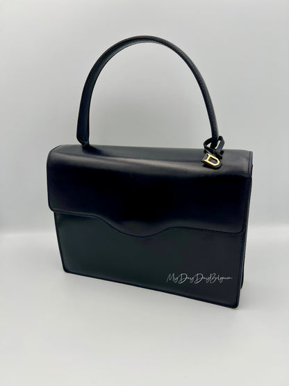Vintage Delvaux top handle box calf 1967 navy