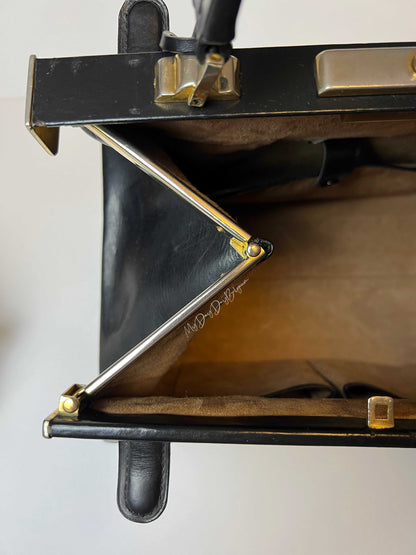 Delvaux Vintage "Doctor Bag" Top Handle Black 1962