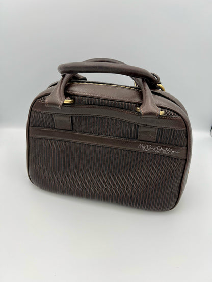 Delvaux Parole top handle bag in brown toile de cuir 1990's