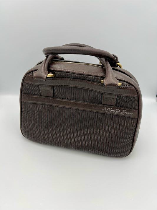 Delvaux Parole top handle bag in brown toile de cuir 1990's