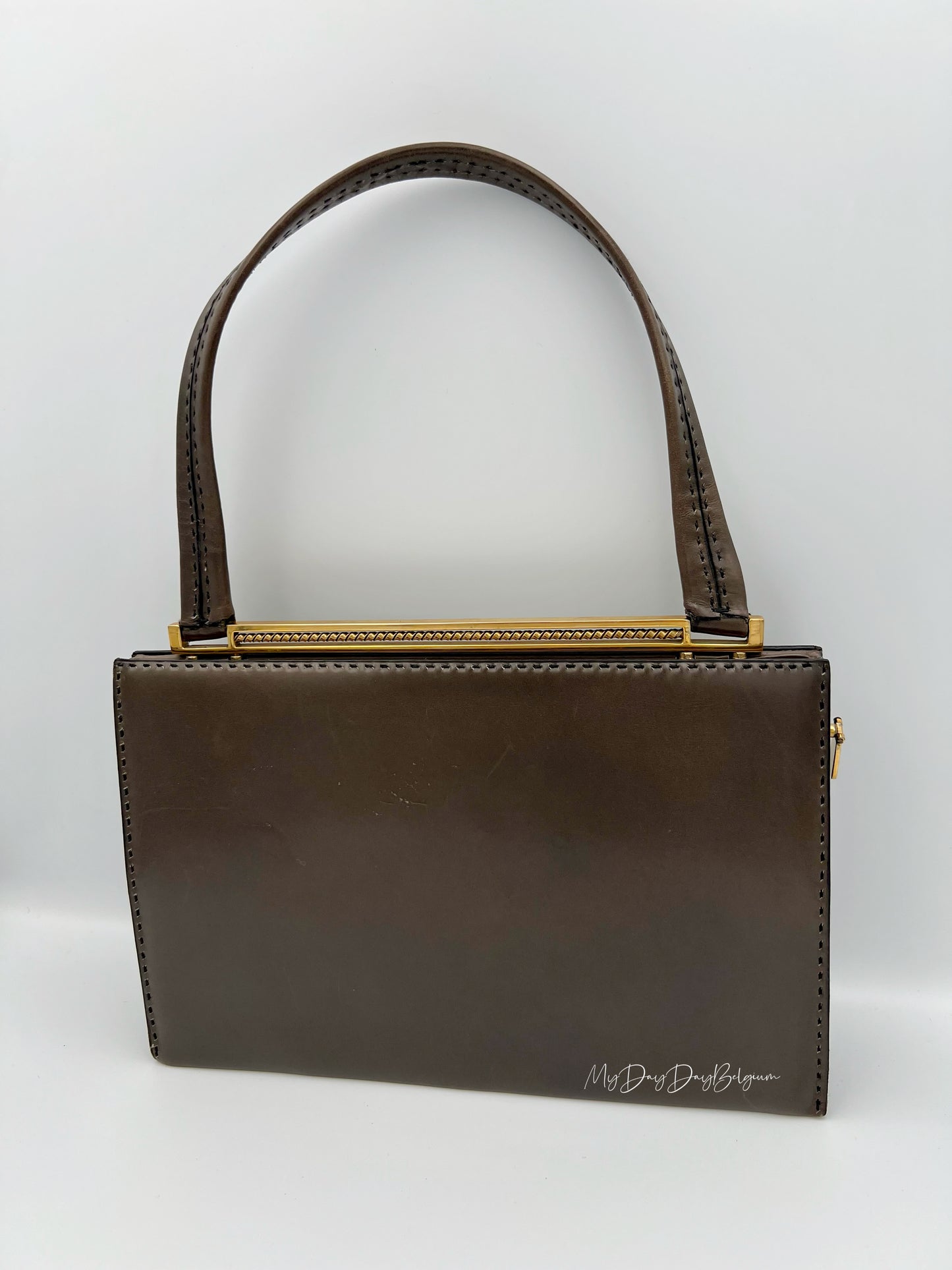 Vintage Delvaux top handle 1969 grey