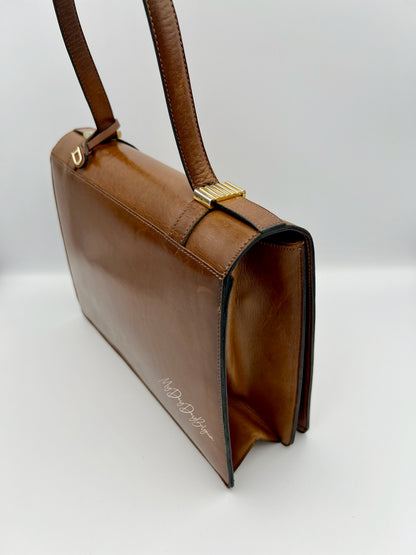 Delvaux vintage top handle brown box calf 1959