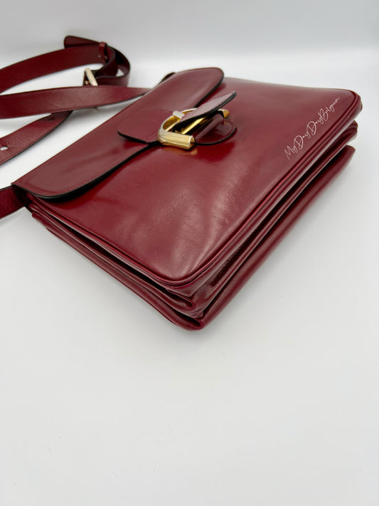 Delvaux Brillant Festival 1971 box calf leather in burgundy