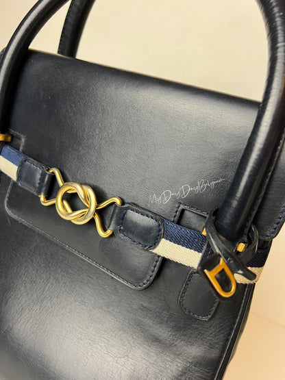 Delvaux Vintage Top Handle Navy Blue 1969