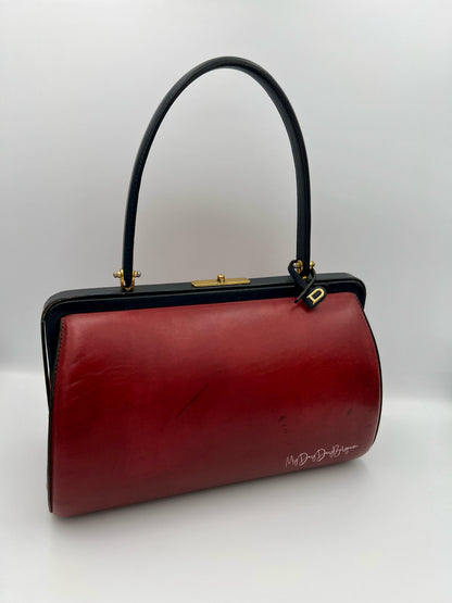 Vintage Delvaux top handle burgundy doctor bag 1962