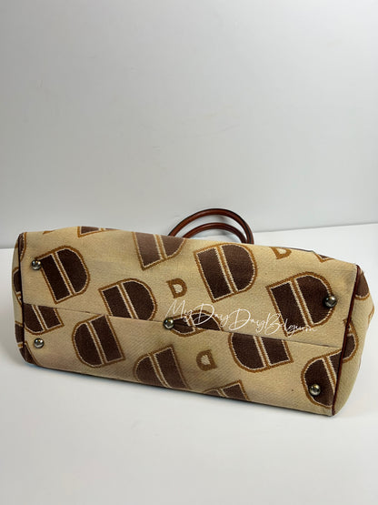 Delvaux Vintage Top Handle Travel Bag Brown / Beige 1973